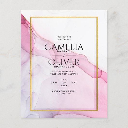 Leah G PINK Lila Tinte Abstrakt Wedding INVITE Flyer (Vorne)