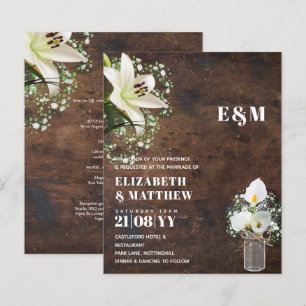 Leah G Rustic Calla Lily Floral Wedding Einladung