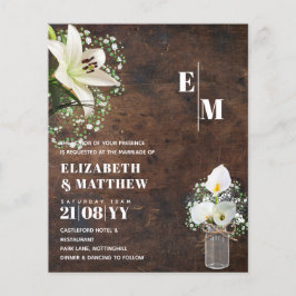 Leah G Rustic Calla Lily Floral Wedding Einladung Flyer