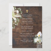 Leah G Rustic Lilies Katholic Wedding Nuptial Mass Einladung (Vorderseite)