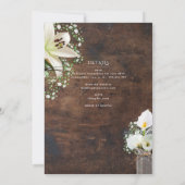 Leah G Rustic Lilies Katholic Wedding Nuptial Mass Einladung (Rückseite)