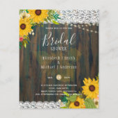 Leah G Rustic Sunflowers Spitzen Brautparty Einlad (Vorderseite)