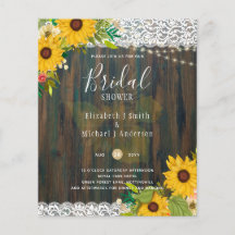 Leah G Rustic Sunflowers Spitzen Brautparty Einlad