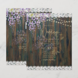 Leah G Rustic WISTERIA Lace Floral Wedding INVITE
