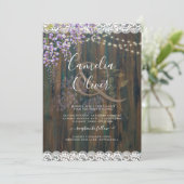 Leah G Rustic WISTERIA Lace Floral Wedding INVITE Einladung (Stehend Vorderseite)