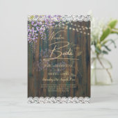 Leah G Rustic WISTERIA Lace Floral Wedding INVITE Einladung (Stehend Vorderseite)