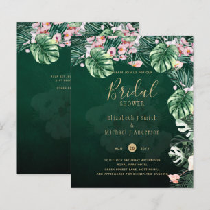 Leah G Tropical Green Pink Leaf Hochzeit