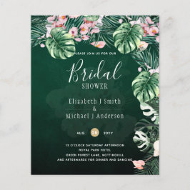 Leah G Tropical Green Pink Leaf Hochzeit Flyer