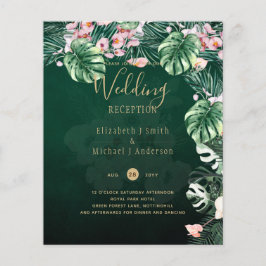 Leah G Tropical Green Pink Leaf Hochzeit Flyer