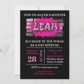 LEAH Graffiti Name Brick Wall Bat Mitzvah Einladun Einladung (Vorderseite)