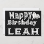 Leah Happy Birthday Karte Grußkarte mit Herz (Vorderseite)