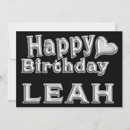 Leah Happy Birthday Karte Grußkarte mit Herz (Vorderseite)