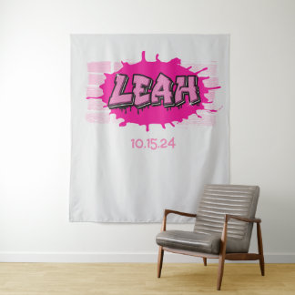 Leah Ihr Graffiti-Name Hintergrund Foto-Gelegenhei Wandteppich