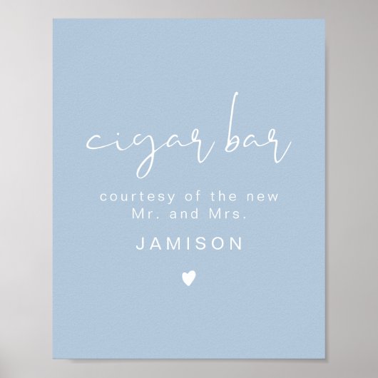LEAH Lebendes Pastel Dusty Blue Wedding Cigar Bar Poster (Vorne)