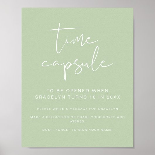 LEAH Lebhafte Green Baby Shower Time Kapsel Poster (Vorne)