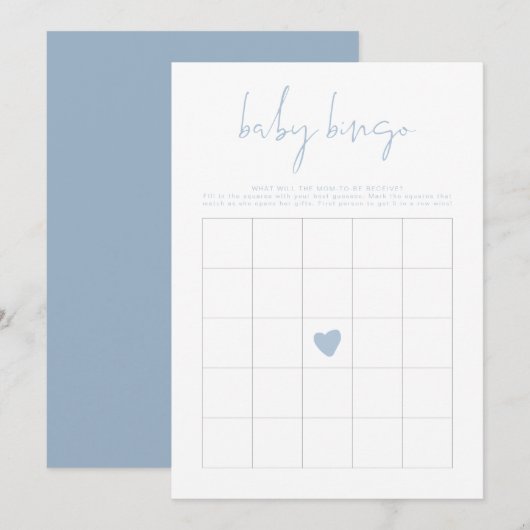 LEAH Lebhaftes Pastel Blue Baby Shower Bingo Game Einladung (Vorne/Hinten)