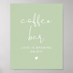 LEAH Lebhaftes Pastel Green Coffee Bar Table Sign Poster