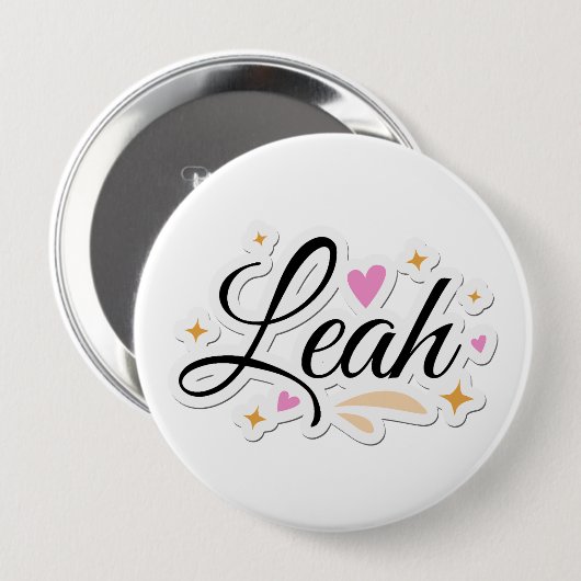 Leah Name niedlich Design Button (Vorne & Hinten)