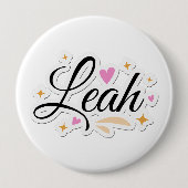 Leah Name niedlich Design Button (Vorderseite)