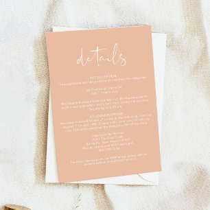 LEAH Pastel Coral Spring Wedding Details Card Einladung