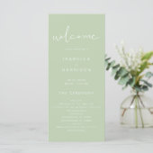 LEAH Pastel Green Yellow Wedding Program Menükarte (Stehend Vorderseite)
