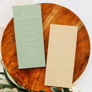 LEAH Pastel Green Yellow Wedding Program Menükarte