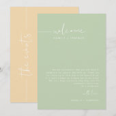 LEAH Pastel Wedding Weekend Willkommensplan Einladung (Vorne/Hinten)