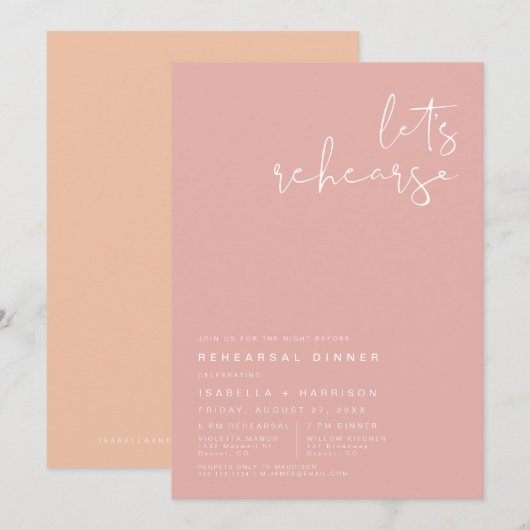 LEAH Vibranly Bright Pastel Spring Probe Dinner Einladung (Vorne/Hinten)