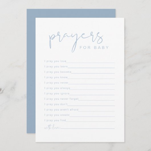 LEAH Vibranly Pastel Blue Prayers for Baby Card Einladung (Vorne/Hinten)