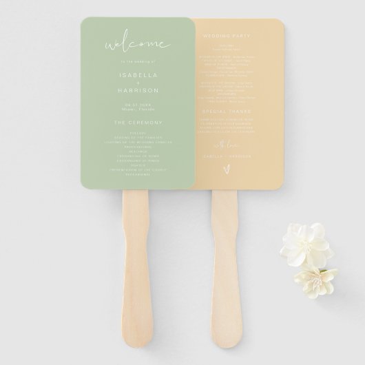 LEAH Vibrannt Pastel Wedding Program Hand Fan Fächer (Vorne und Hinten)