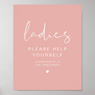 LEAH Vibrant Pastel Pink Damen Badezimmer Toilette Poster