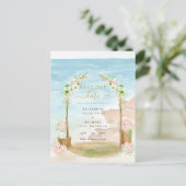 LeahG Beach Coastal Zielort Rett Einladung Postkarte (Stehend Vorderseite)