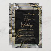 LeahG® Black Gold Alkohol Tinte Wedding INVITE Einladung (Vorne/Hinten)