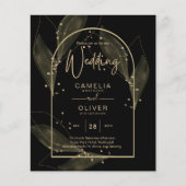 LeahG Black Gold Blätter Moderne HochzeitsinvITE Flyer (Vorne)