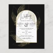 LeahG Black Gold Blätter Moderne HochzeitsinvITE Flyer (Vorne)