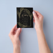 LeahG Black Gold Blätter Moderne HochzeitsinvITE Flyer (Gruppe)