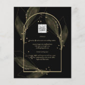 LeahG Black Gold Blätter Moderne HochzeitsinvITE Flyer (Hinten)
