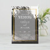 LeahG Black Gold INK Abstrakt Wedding Einladung (Stehend Vorderseite)