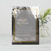 LeahG Black Gold INK Abstrakt Wedding Einladung (Stehend Vorderseite)