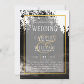 LeahG Black Gold INK Abstrakt Wedding Einladung (Vorderseite)