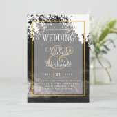 LeahG Black Gold INK Abstrakt Wedding Einladung (Stehend Vorderseite)