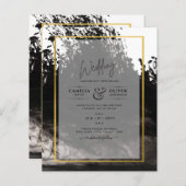 LeahG Black Gold INK Abstrakt Wedding Einladung (Vorne/Hinten)