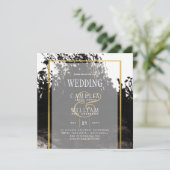 LeahG Black Gold INK Abstrakt Wedding Einladung (Stehend Vorderseite)