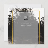 LeahG Black Gold INK Abstrakt Wedding Einladung (Rückseite)