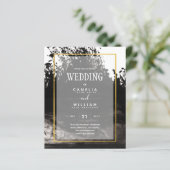 LeahG Black Gold INK Abstrakt Wedding Einladung (Stehend Vorderseite)