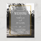 LeahG Black Gold INK Abstrakt Wedding Einladung (Vorderseite)