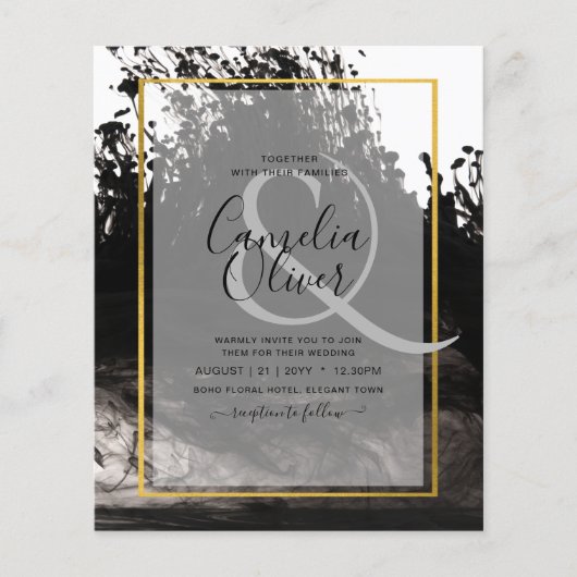 LeahG Black Gold INK Abstrakt Wedding Einladung Flyer (Vorne)