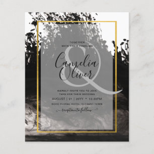 LeahG Black Gold INK Abstrakt Wedding Einladung Flyer