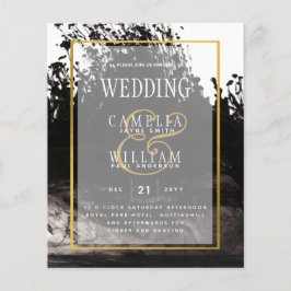 LeahG Black Gold INK Abstrakt Wedding Einladung Flyer