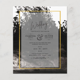 LeahG Black Gold INK Abstrakt Wedding Einladung Flyer